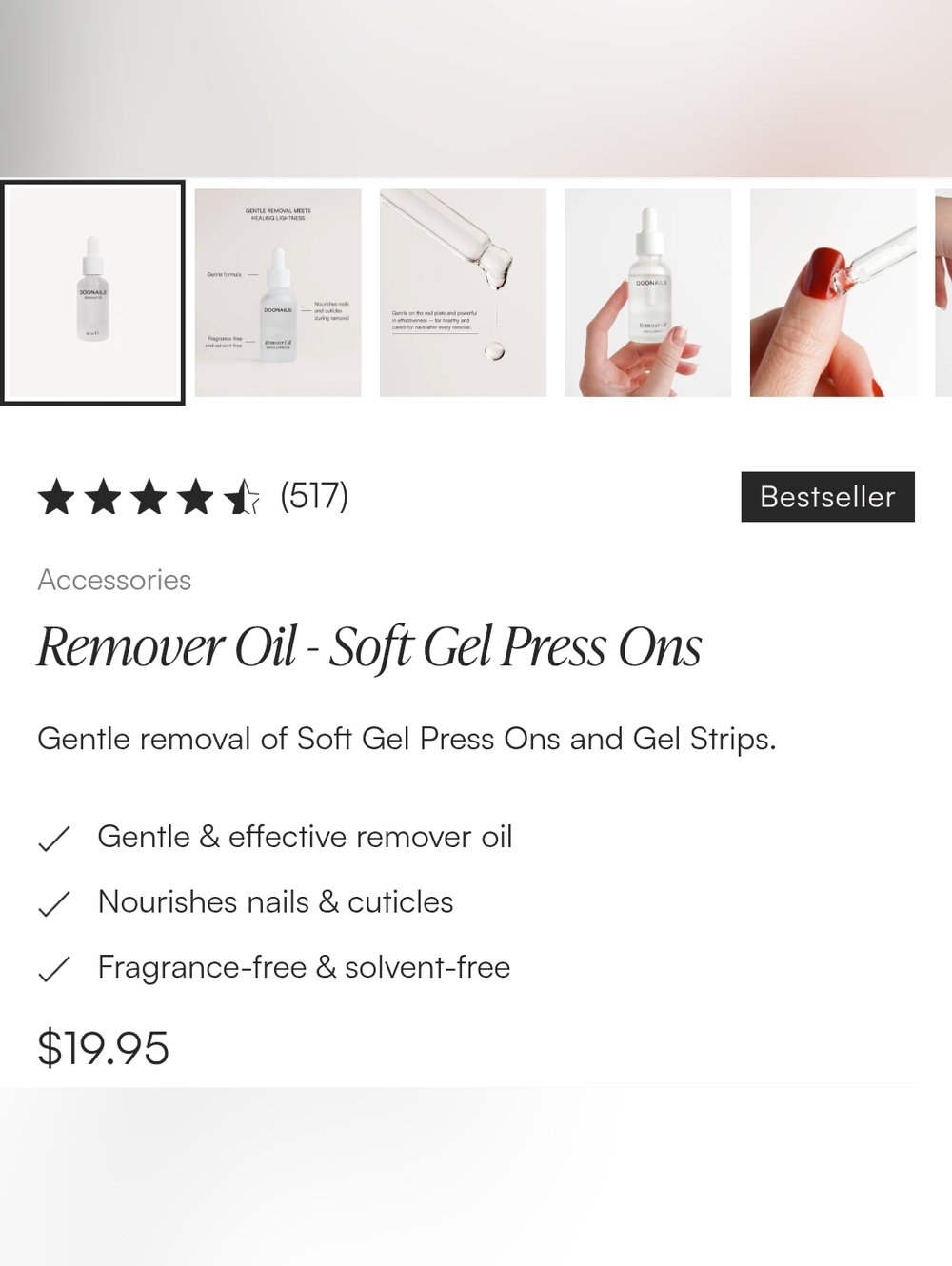 Doonails Reusable Gel Press-On Nails Set in "Classic French Extra Short Square" - Picture 5 of 13